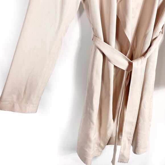 Babaton Maximo Trench Coat Denude Pink Drape Belted Pockets Long Sleeve Sz S - Picture 10 of 15
